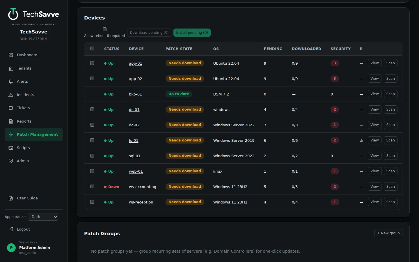 TechSavve RMM patch management